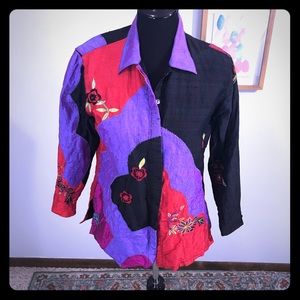 VINTAGE Chico’s Button Down Embroidered sequins